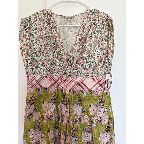 D’Ascoli Natalia Dress Boho Maxi Floral Print Green Pink Cream M - Picture 4 of 6